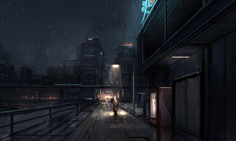 Person in Trench Coat — Black, Dark