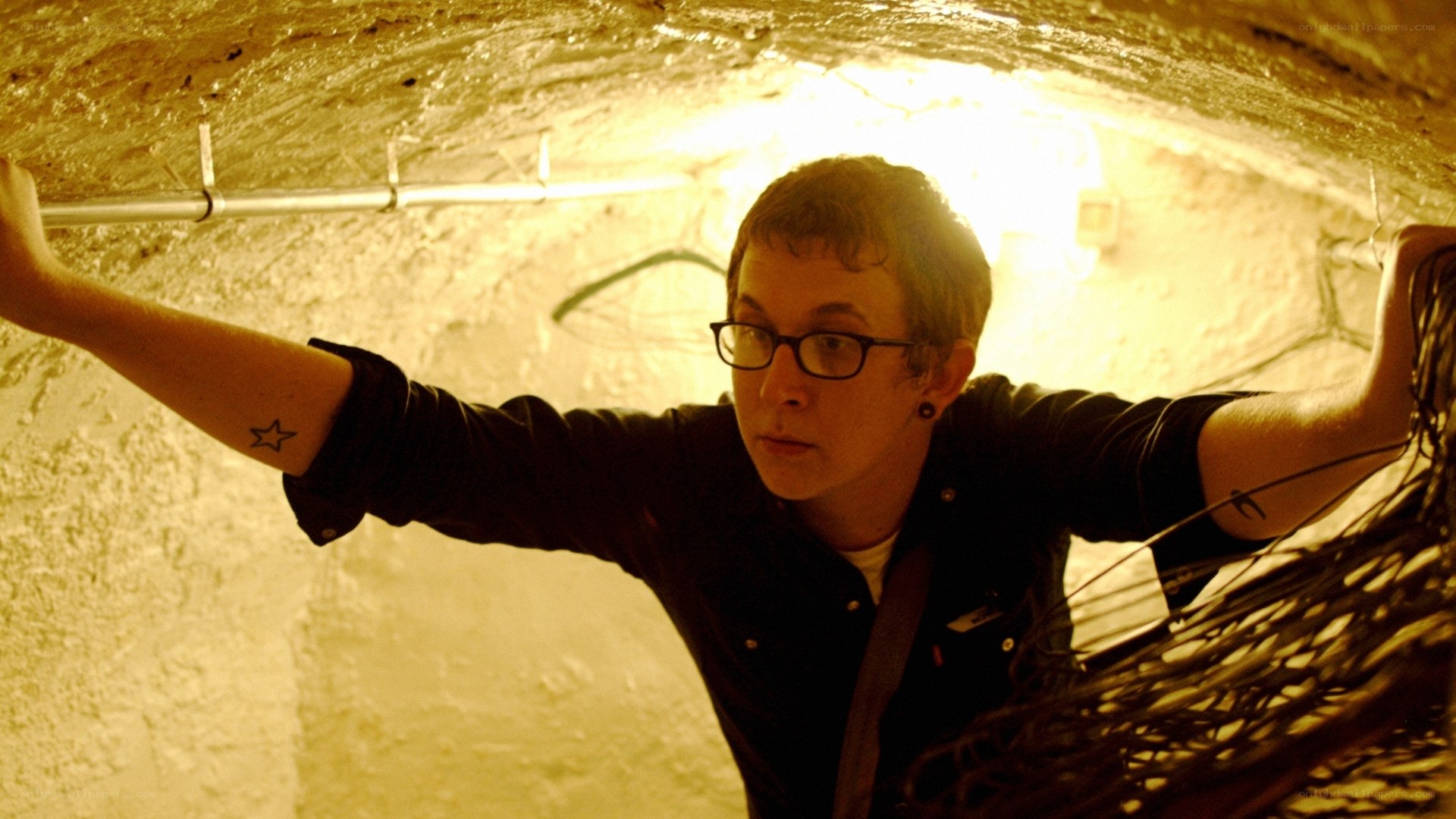 person in underground tunnel