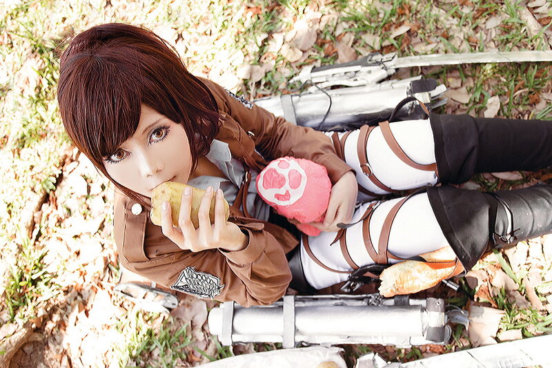 Person in Uniform Eating