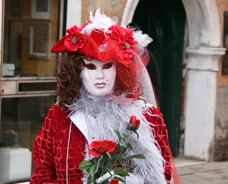 Person in Venetian Carnival Costume — Red