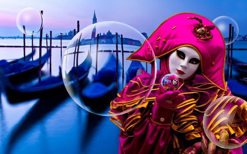 Person in Venetian Costume — Pink
