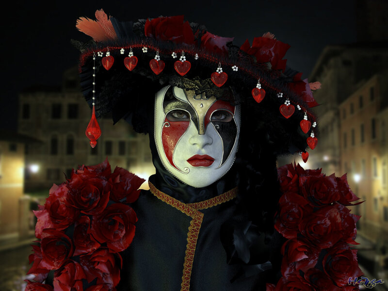 Person in Venetian Mask — Black
