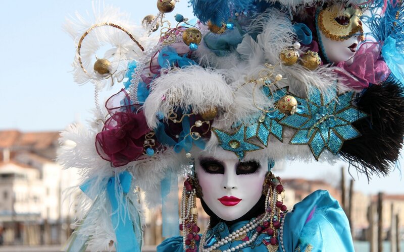 Person in Venetian Mask — Blue, Festive