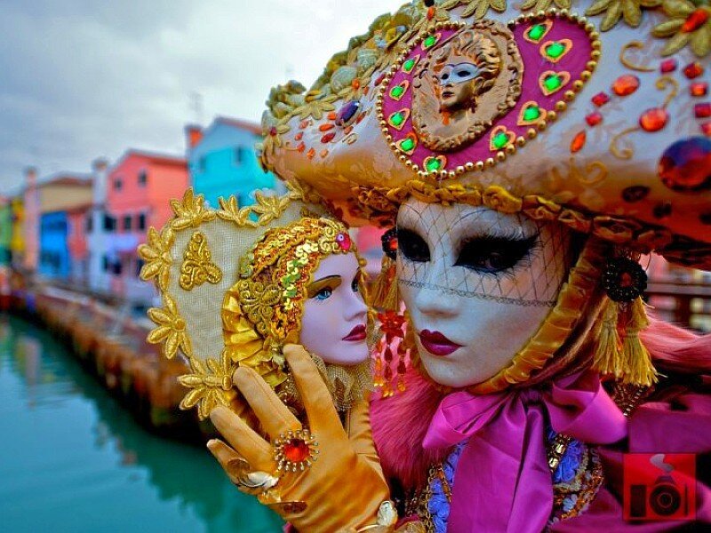 Person in Venetian Mask — Gold, Festive, Afternoon