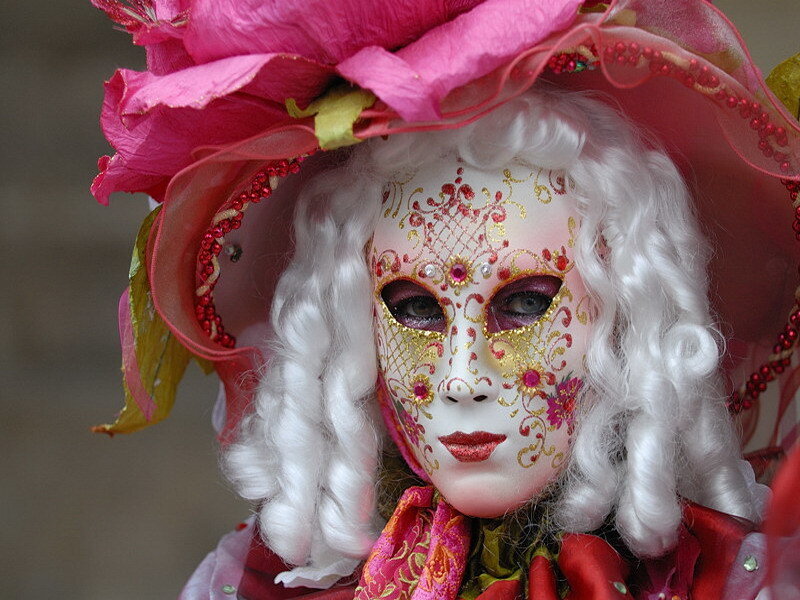 Person in Venetian Mask — Pink, Festive