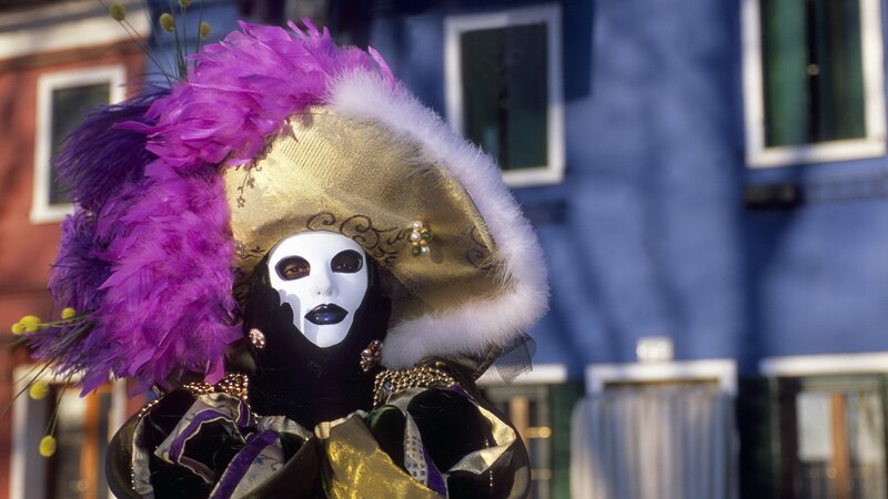 Person in Venetian Mask — Purple, Festive, Afternoon
