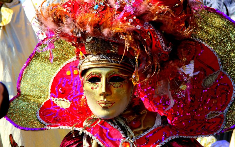 Person in Venetian Mask — Red