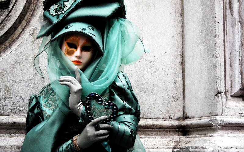 Person in Venetian Mask — Teal