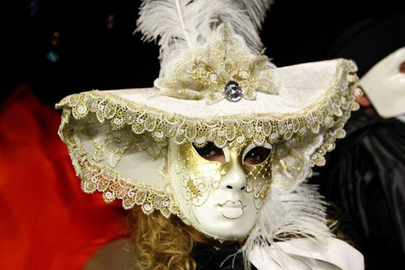 Person in Venetian Mask — White, Dramatic, Night