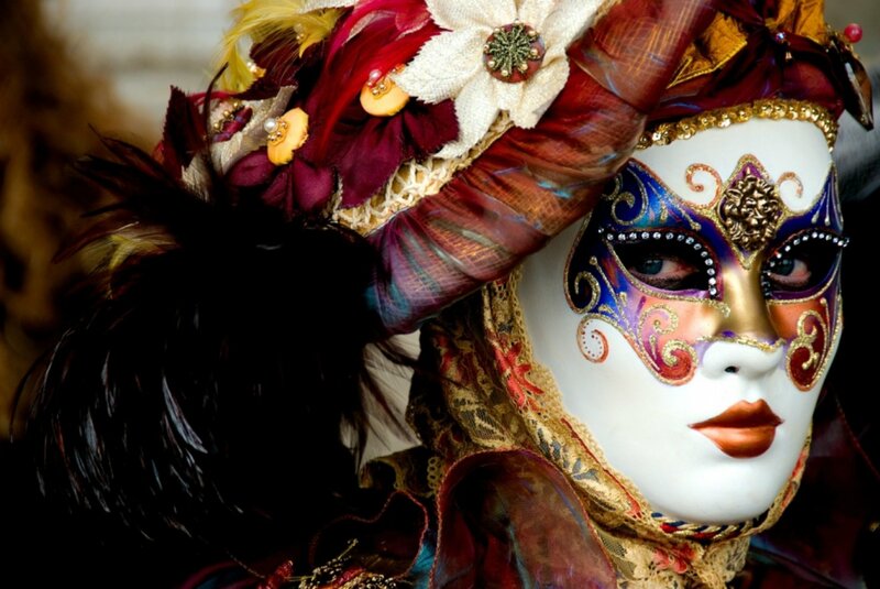 Person in Venetian Mask — White, Dramatic