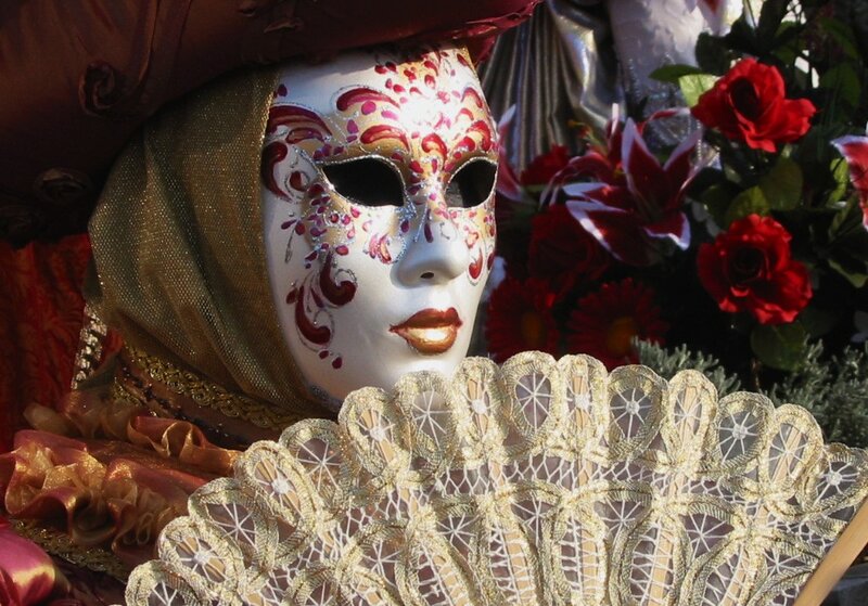 Person in Venetian Mask — White, Festive