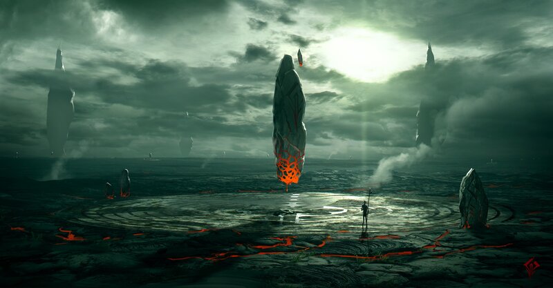 Person in Volcanic Landscape