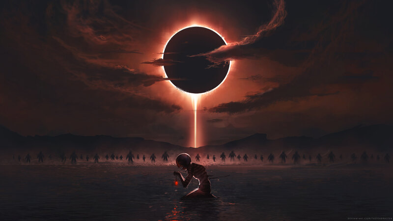 Person in Water at Eclipse
