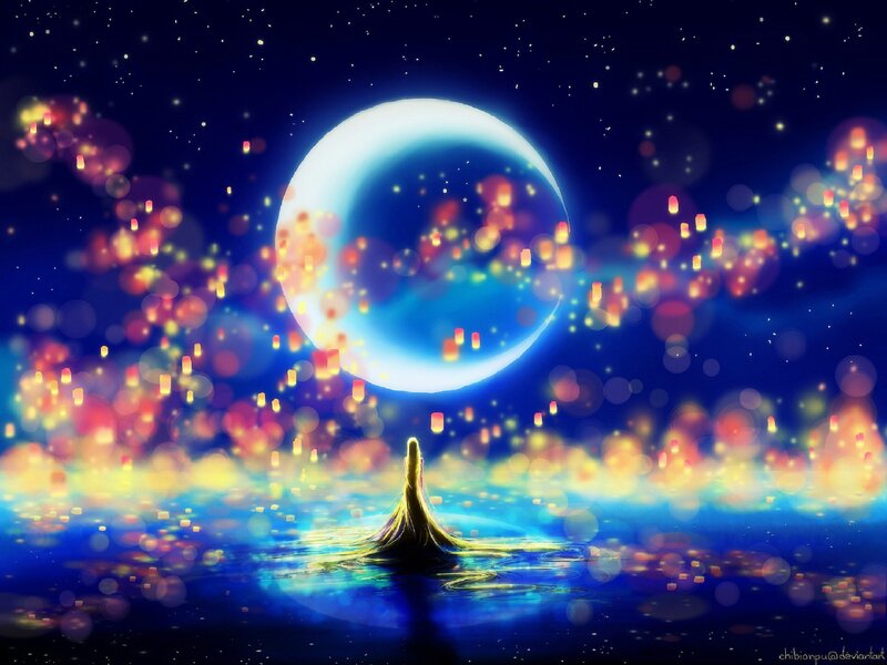 Person in Water at Night — Blue