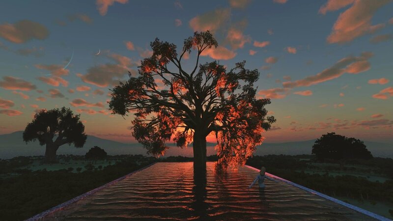 Person in Water at Sunset — Orange