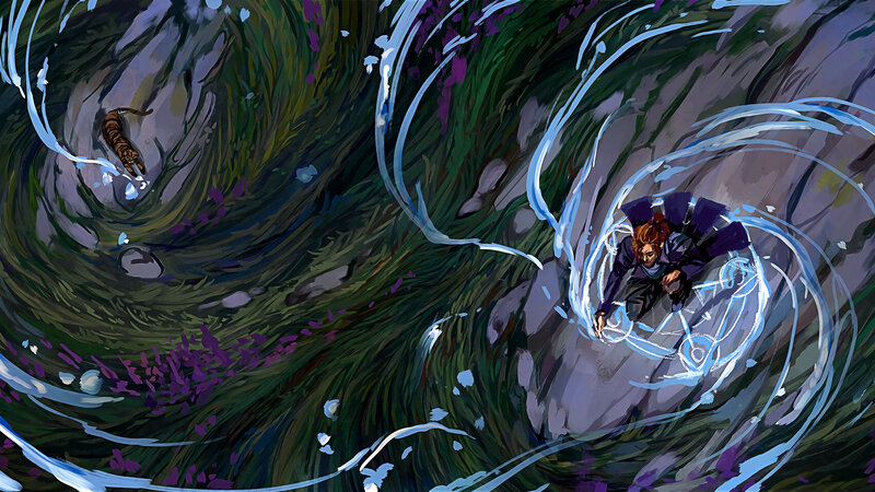 Person in Water Vortex