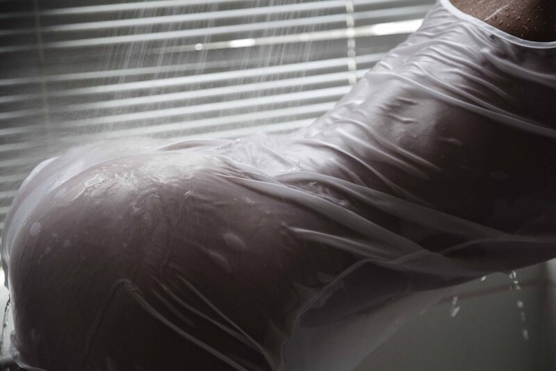 person in wet clothing