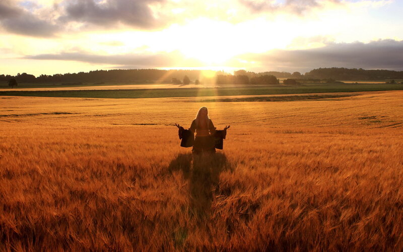 Person in Wheat Field — Gold