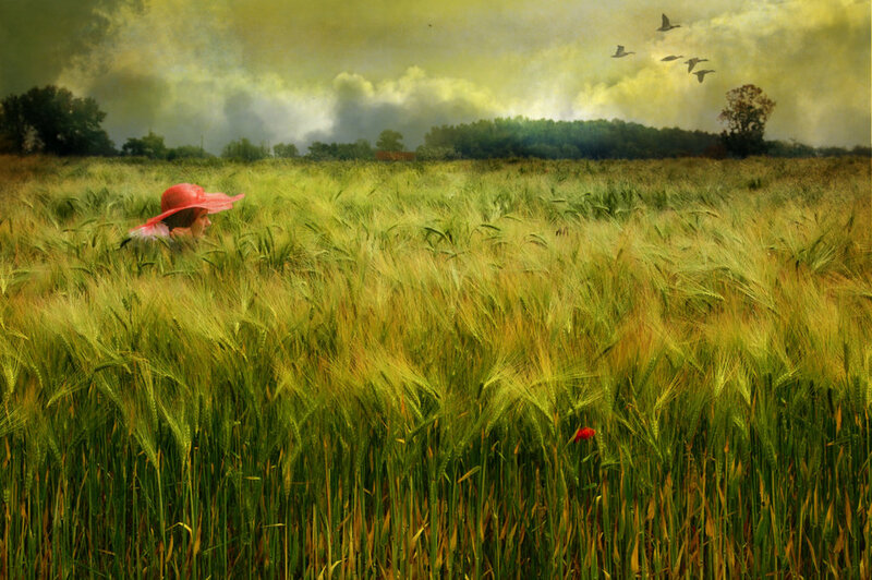 Person in Wheat Field — Green