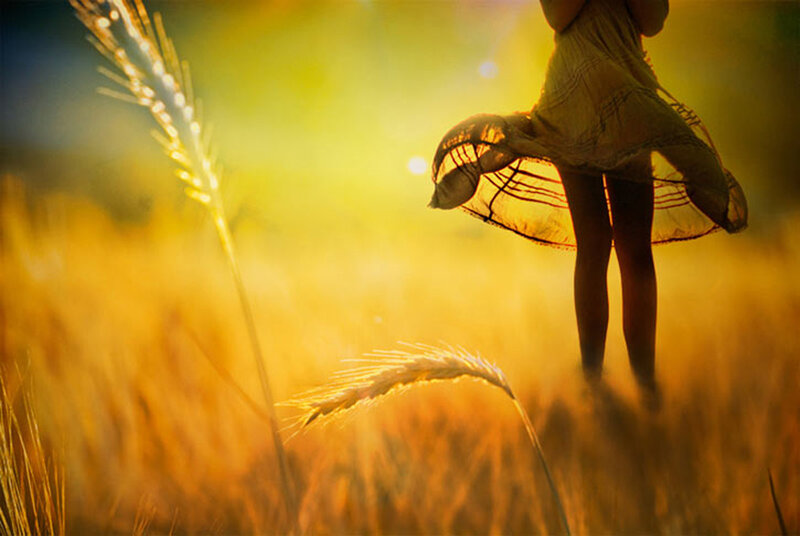 Person in Wheat Field — Yellow