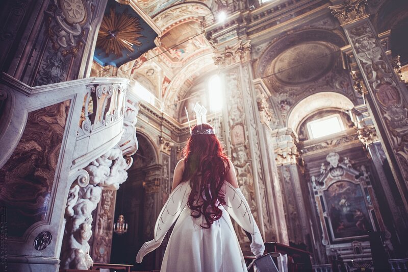 Person in White Costume — Dramatic, Photograph