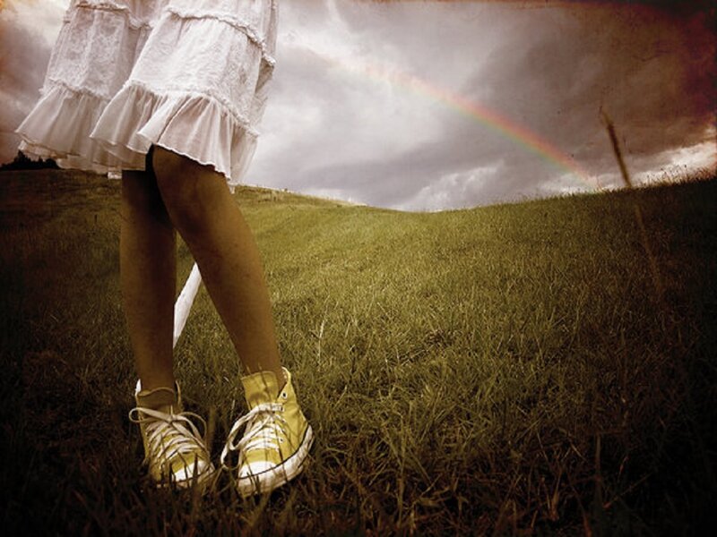 Person in White Dress — Green, Dramatic, Photograph