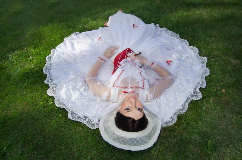 Person in White Dress — Serene, Afternoon, Photograph, Grass, Hat