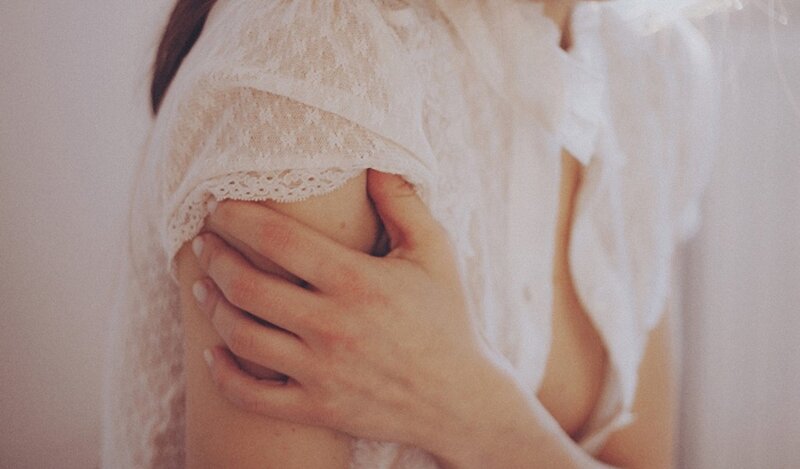 Person in White Lace Dress