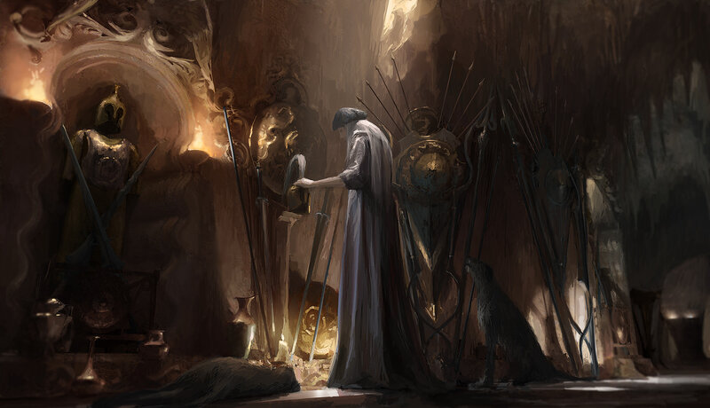 Person in White Robe — Brown, Dramatic, Digital Art