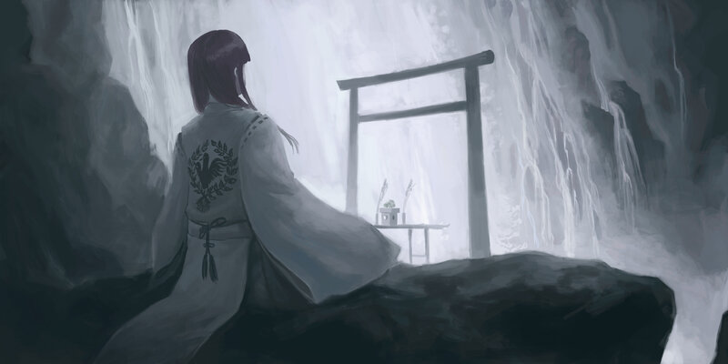 Person in White Robe — Gray, Serene