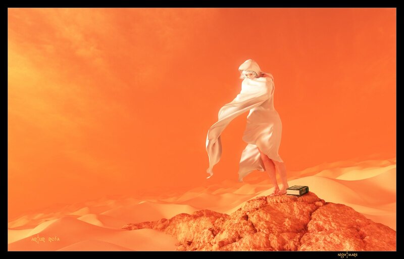 Person in White Robe — Orange