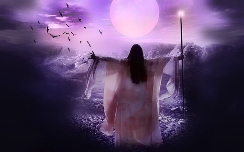 Person in White Robe — Purple