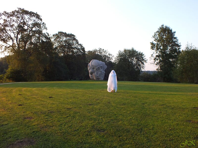 Person in White Sheet — Green