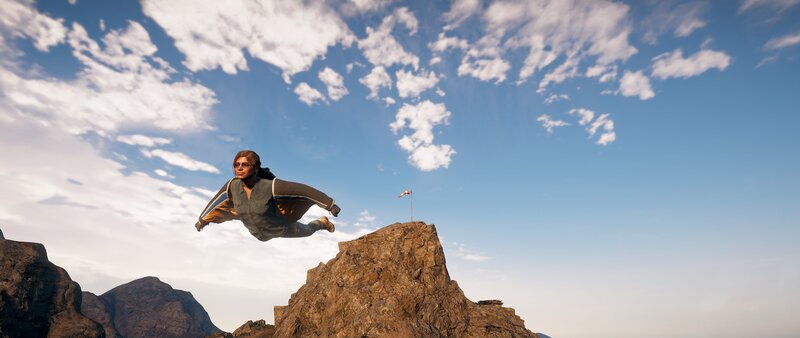 Person in Wingsuit — Blue, Adventurous