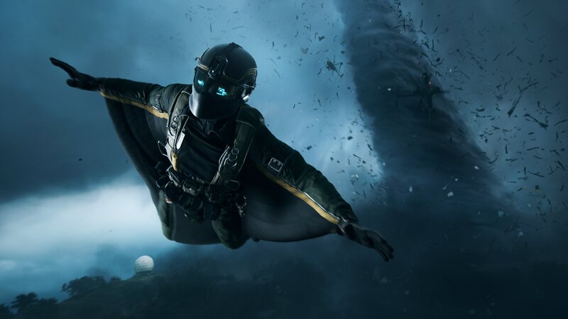 Person in Wingsuit — Blue, Dramatic