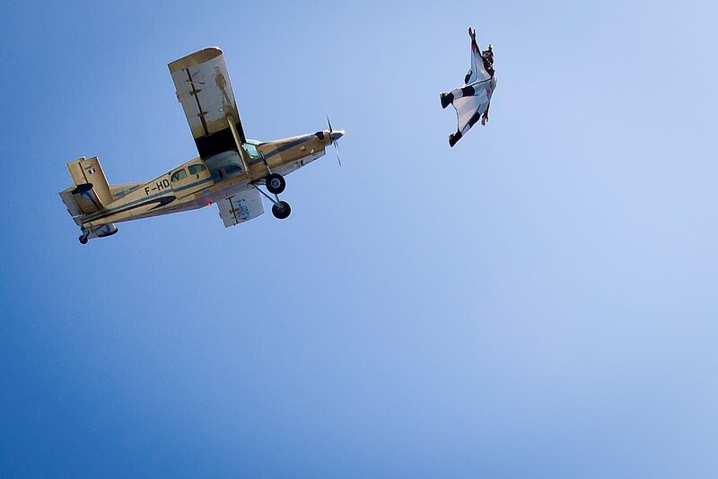 Person in Wingsuit Skydiving