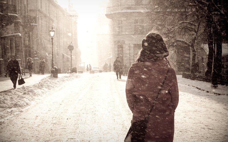 Person in Winter Coat — Brown, Cold