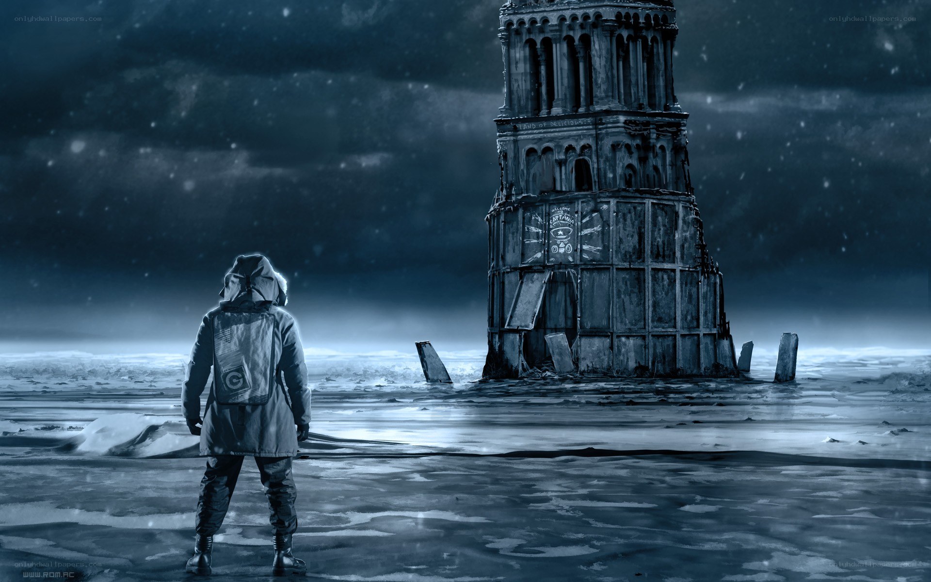 person in winter coat near tower