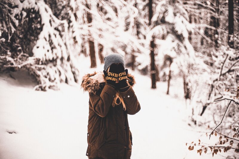Person in Winter Coat — White, Cold