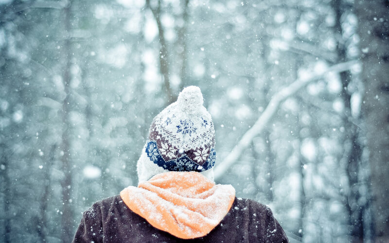 Person in Winter Forest — White