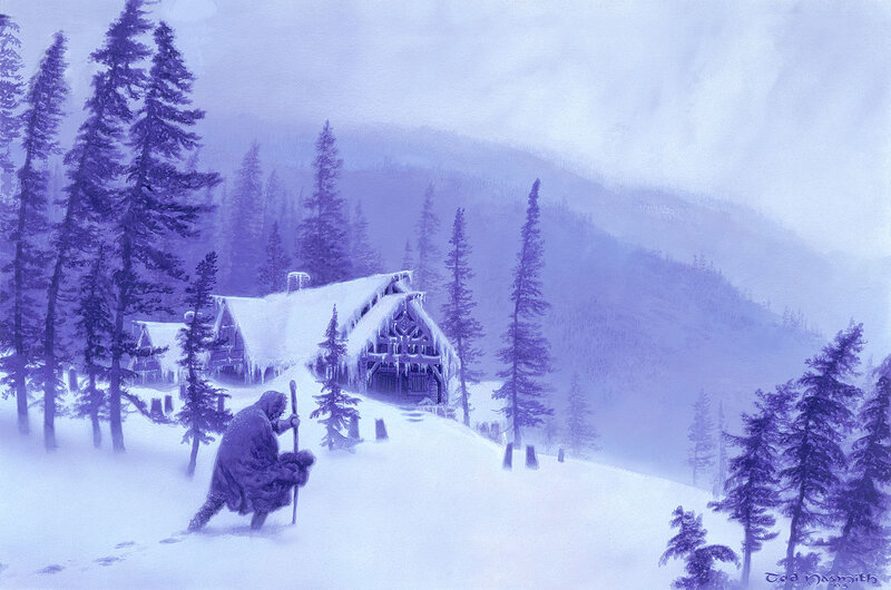 Person in Winter Landscape — Purple