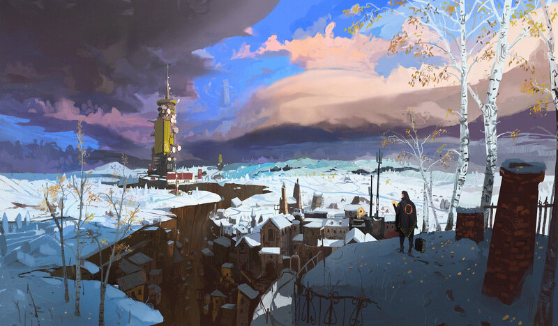 Person in Winter Village