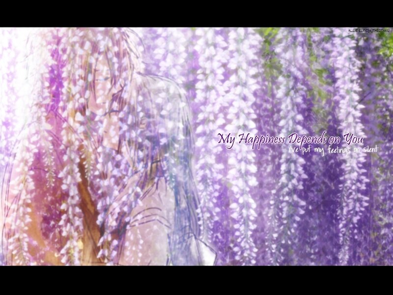 Person in Wisteria Flowers