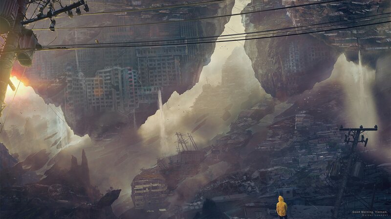 Person in Yellow Jacket — Gray, Dramatic
