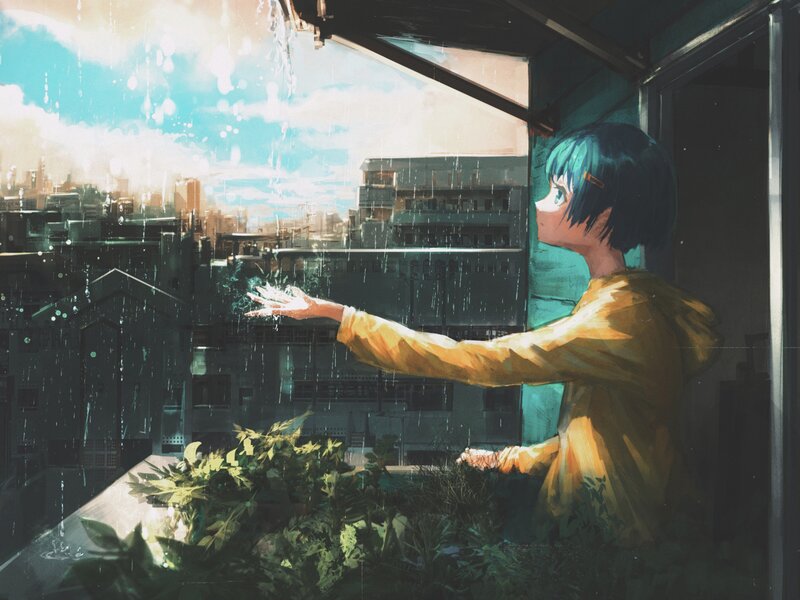 Person in Yellow Raincoat — Calm