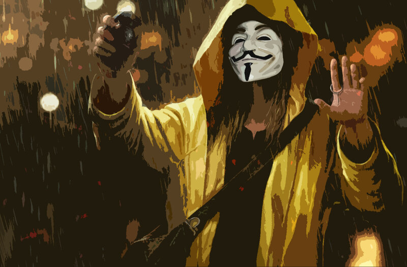 person in yellow raincoat with mask