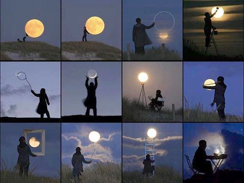 Person Interacting with Moon