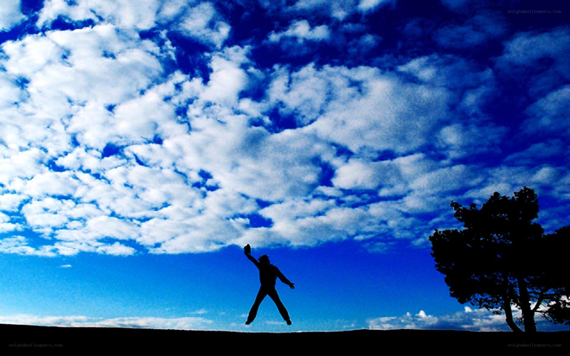 person jumping against sky