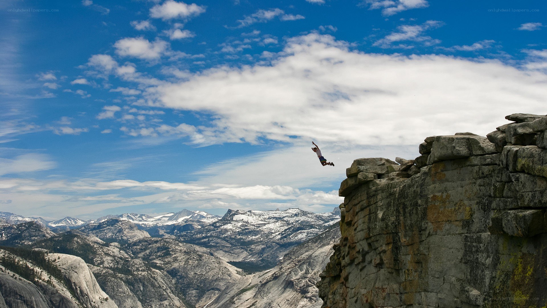 Person jumping from cliff