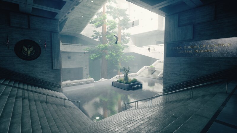 Person Jumping in Atrium